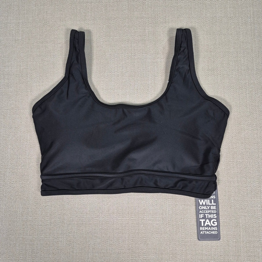 BMJL Women Black Sporty Scoop Neck Bikini Top Adjustable Straps Size M NWT
